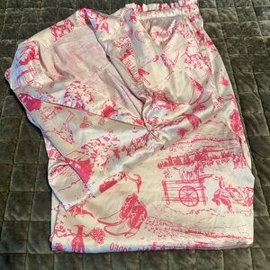 Satin Pink and White pajama set